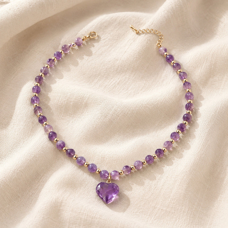 Annya | Elegant Amethyst Heart Pendant Necklace