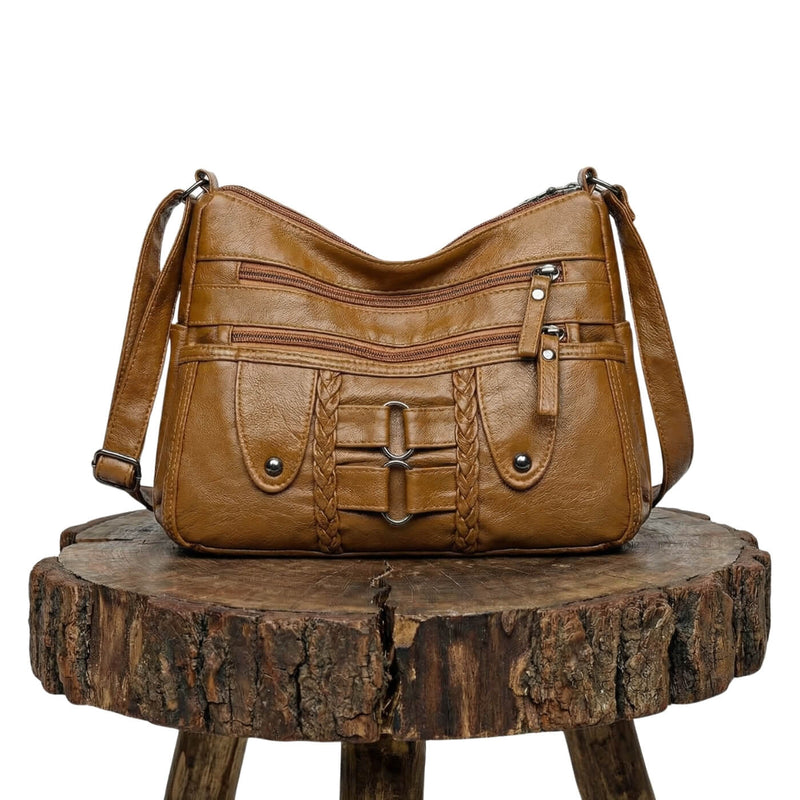 Amvia | Monica Braided Multi-Zip Crossbody Bag
