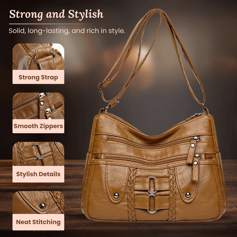 Amvia | Monica Braided Multi-Zip Crossbody Bag