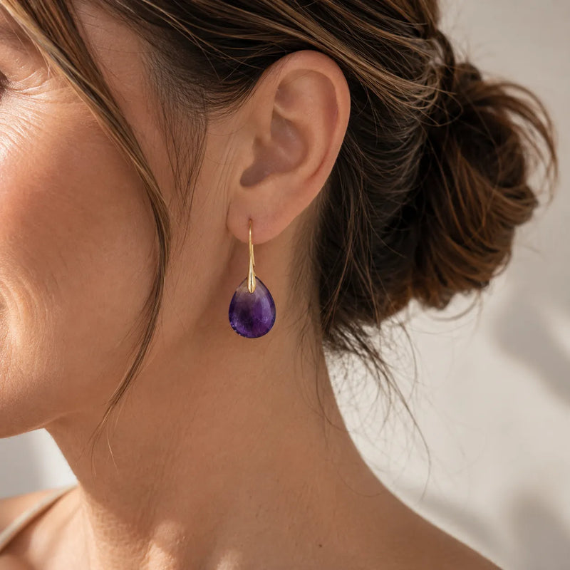 Lolla | Classic Amethyst Teardrop Charm Earrings