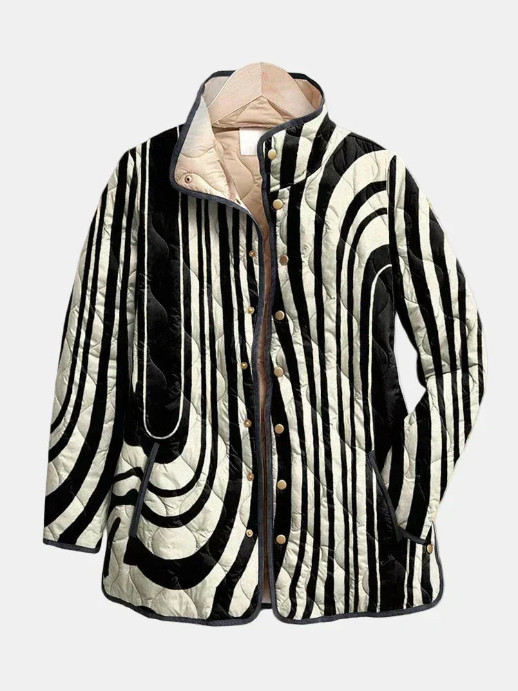 Ruenda | Casual Quilted Jacket With Abstract Geometric Design
