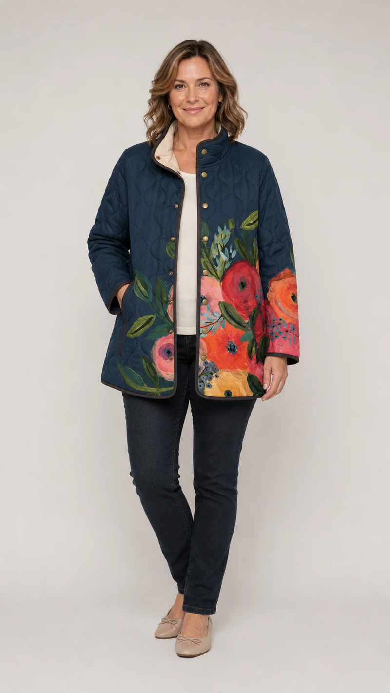 Sygan | Vintage Floral Print Quilted Jacket