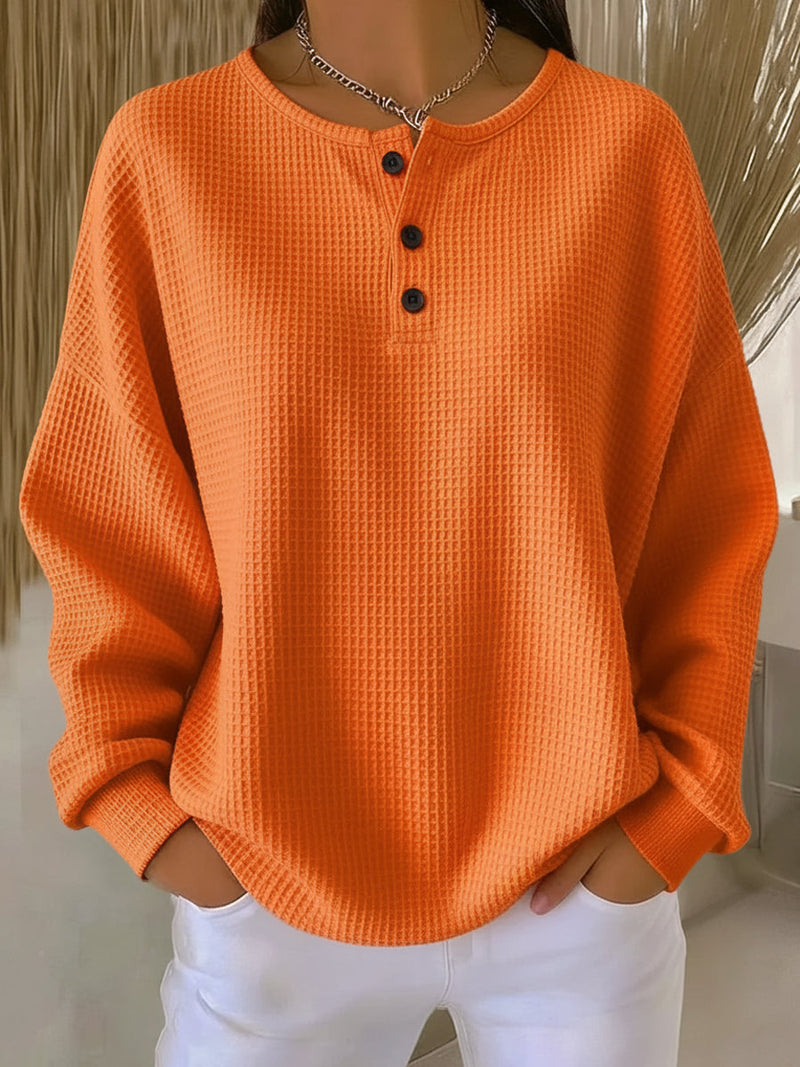 Cyyla | Cosy Waffle Henley Sweatshirt for