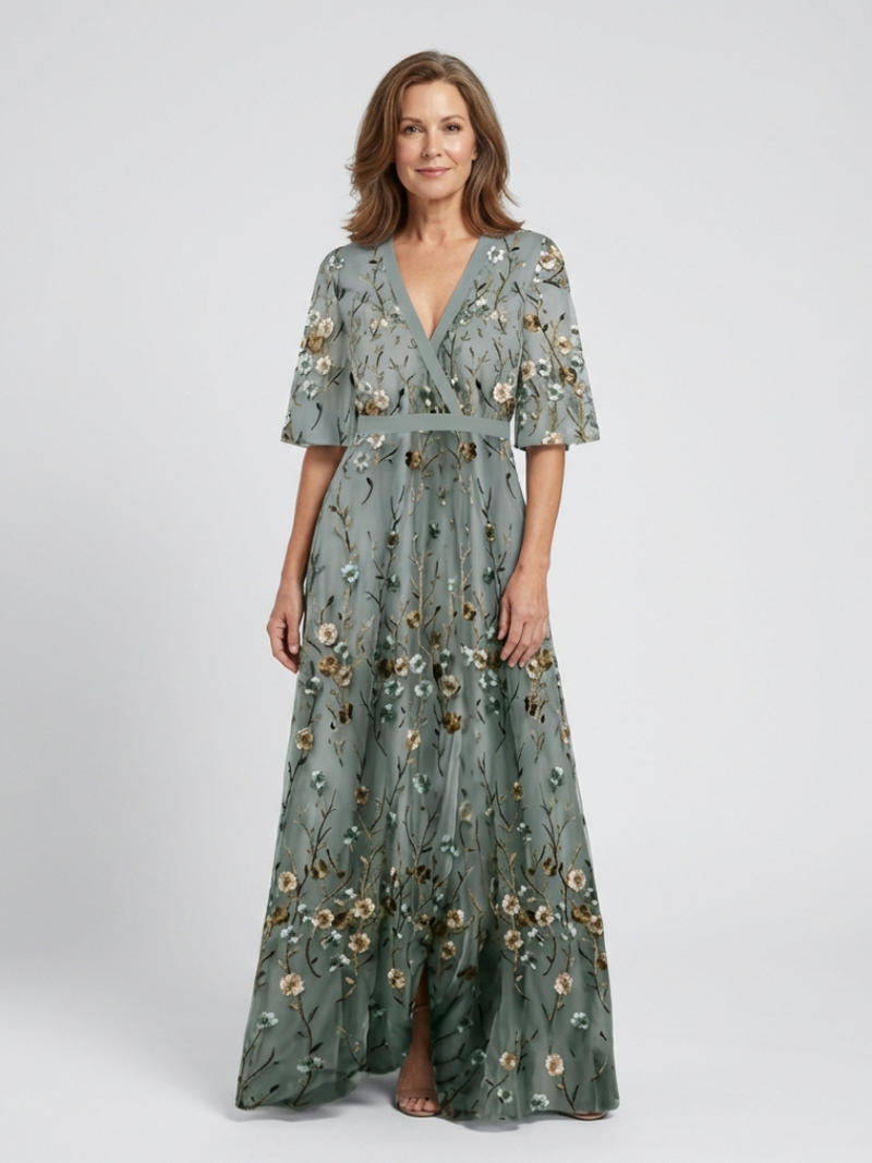 Rarence | Scarlet Floral V-Neck Maxi Dress
