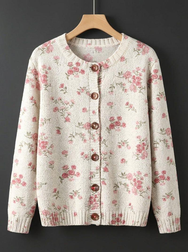 Hiby | Vintage Floral Knit Cardigan Sweater