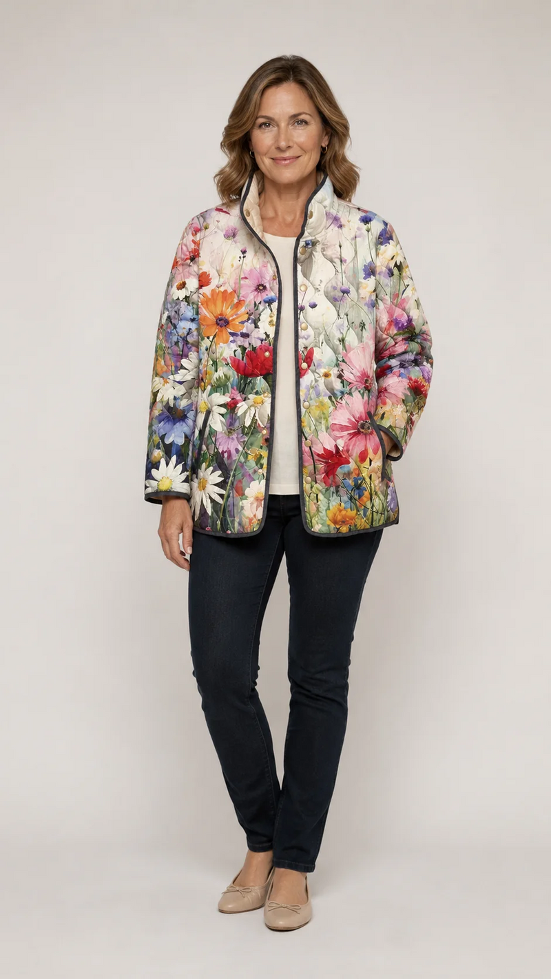 Parlett | Charming Vintage Floral Print Quilted Jacket