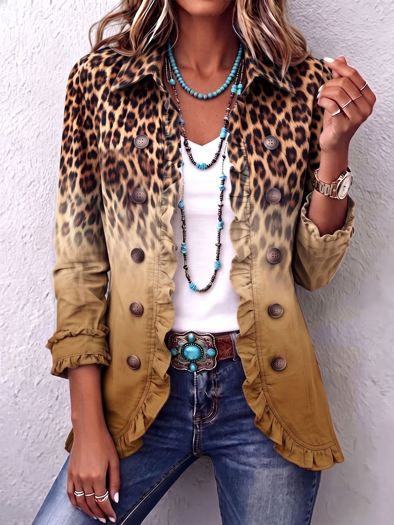 Agrbara | Leopard Ombre Ruffle Blazer Jacket