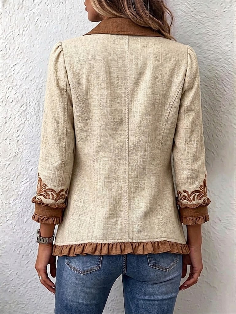 Amtoria | Vintage Bohemian Floral Ruffled Jacket